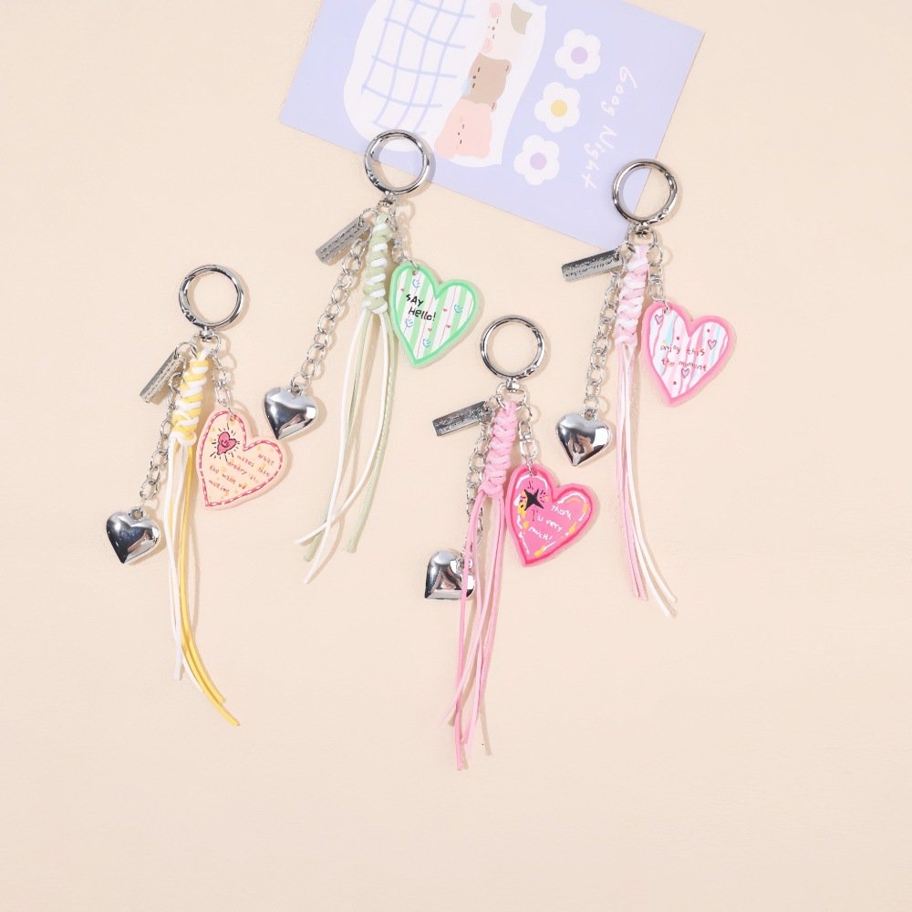 new sweet style heart shaped keychain acrylic letter tassel decorative bag pendant creative pendant wholesale new sweet style heart shaped keychain acrylic letter tassel decorative bag pendant creative pendant wholesale