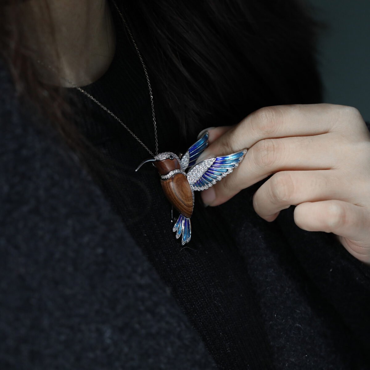 boxinyun original design natural wood hummingbird brooch pendant dual use, free spirited rhinestone set fashionable exquisite jewelry boxinyun original design natural wood hummingbird brooch pendant dual use, free spirited rhinestone set fashionable exquisite jewelry