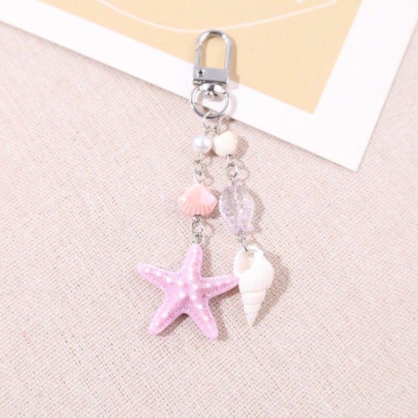 new ocean vacation style pearl bow resin starfish keychain shell bag hanging phone pendant gift new ocean vacation style pearl bow resin starfish keychain shell bag hanging phone pendant gift