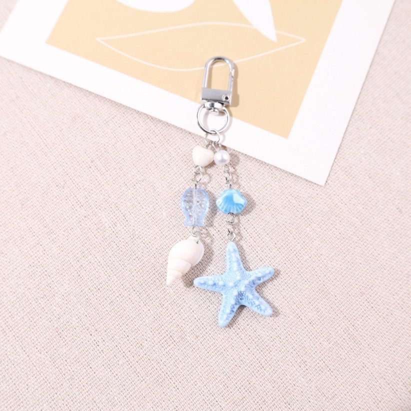 new ocean vacation style pearl bow resin starfish keychain shell bag hanging phone pendant gift new ocean vacation style pearl bow resin starfish keychain shell bag hanging phone pendant gift