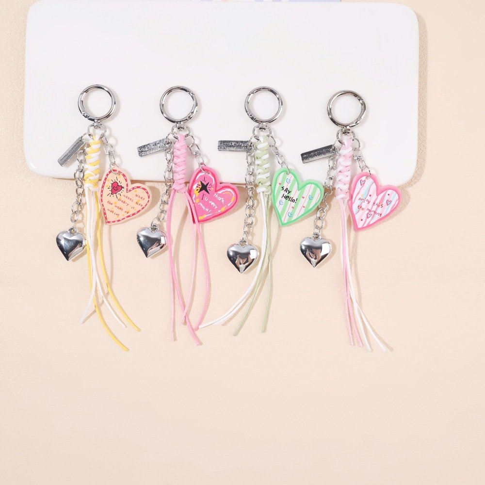 new sweet style heart shaped keychain acrylic letter tassel decorative bag pendant creative pendant wholesale new sweet style heart shaped keychain acrylic letter tassel decorative bag pendant creative pendant wholesale