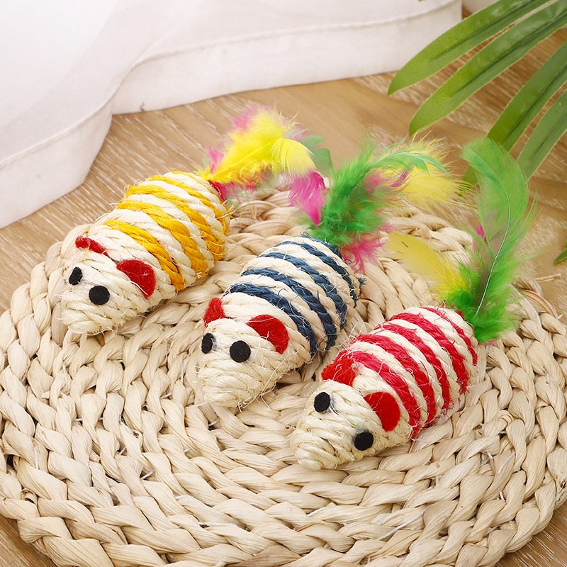 sisal striped mouse pet vocalizing toys, chewing mice, cat toys, cat paw grinding supplies wholesale sisal striped mouse pet vocalizing toys, chewing mice, cat toys, cat paw grinding supplies wholesale
