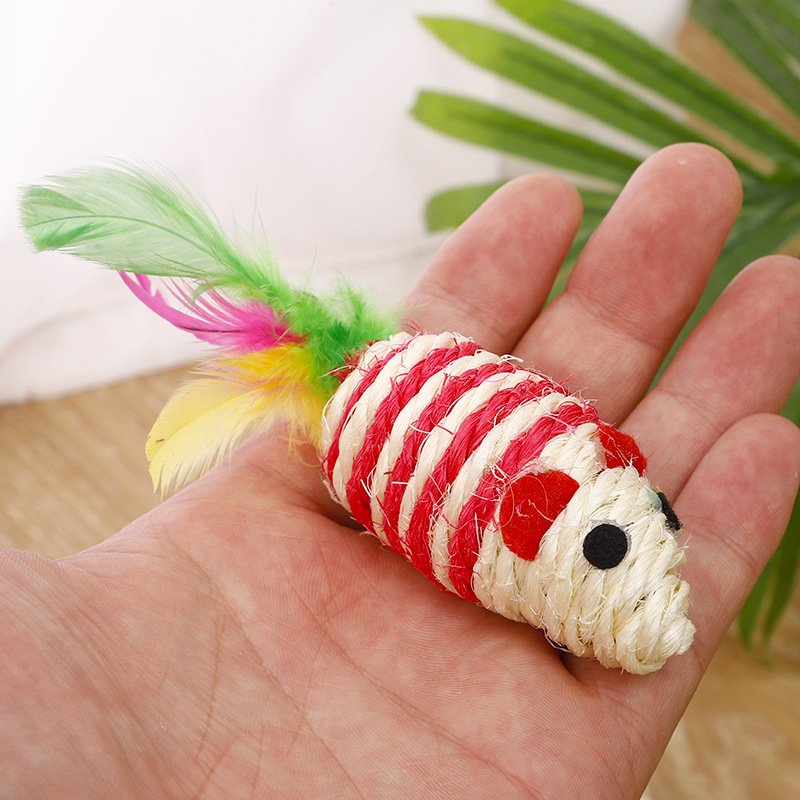 sisal striped mouse pet vocalizing toys, chewing mice, cat toys, cat paw grinding supplies wholesale sisal striped mouse pet vocalizing toys, chewing mice, cat toys, cat paw grinding supplies wholesale