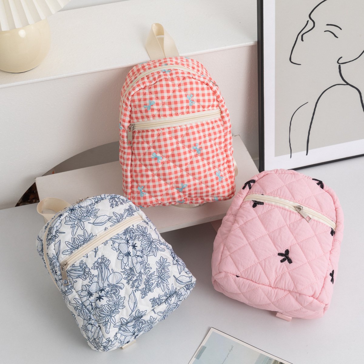 new school bag for men and women, ins style, large capacity student backpack, embroidered bow, sweet girl's lightweight backpack new school bag for men and women, ins style, large capacity student backpack, embroidered bow, sweet girl's lightweight backpack