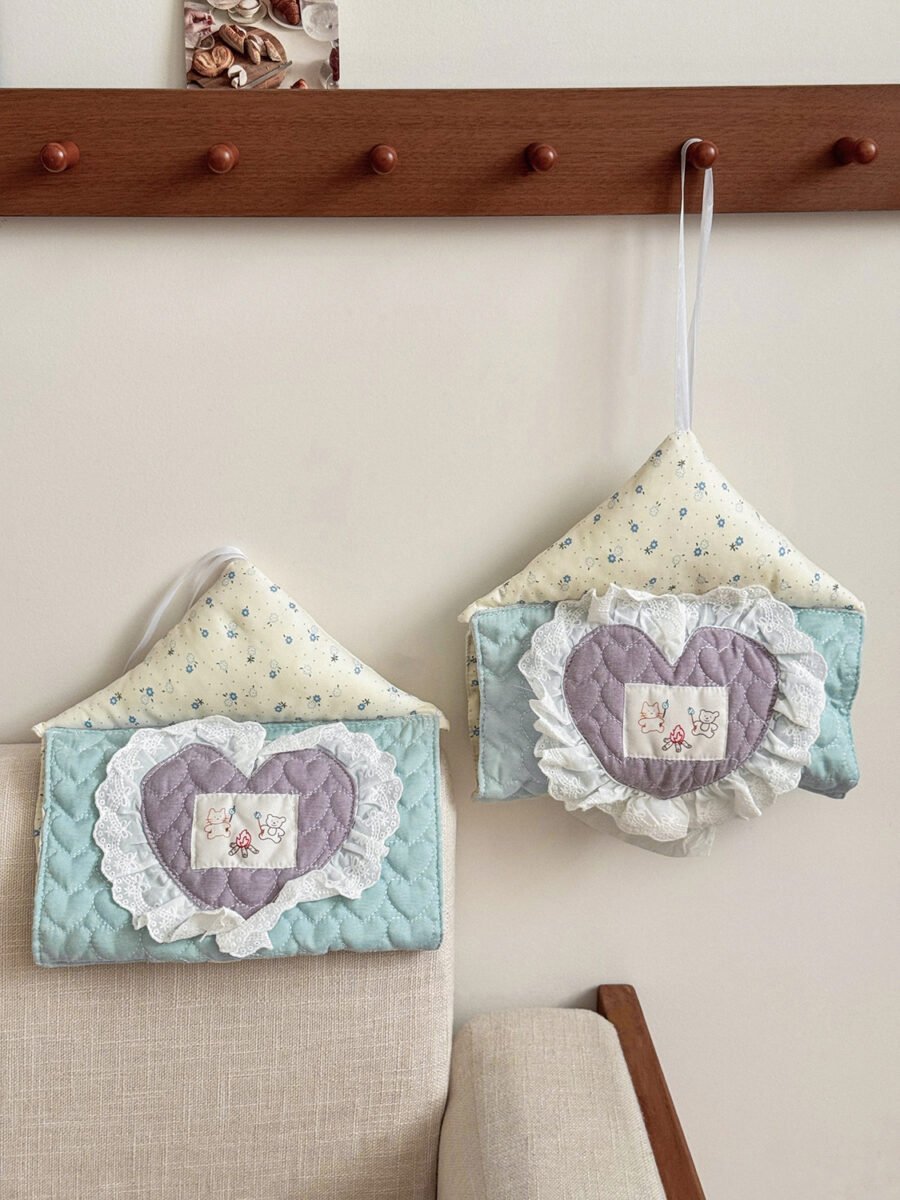 cross border lace heart tissue bag, sweet korean floral tissue bag, dormitory bedroom hanging portable tissue box cross border lace heart tissue bag, sweet korean floral tissue bag, dormitory bedroom hanging portable tissue box