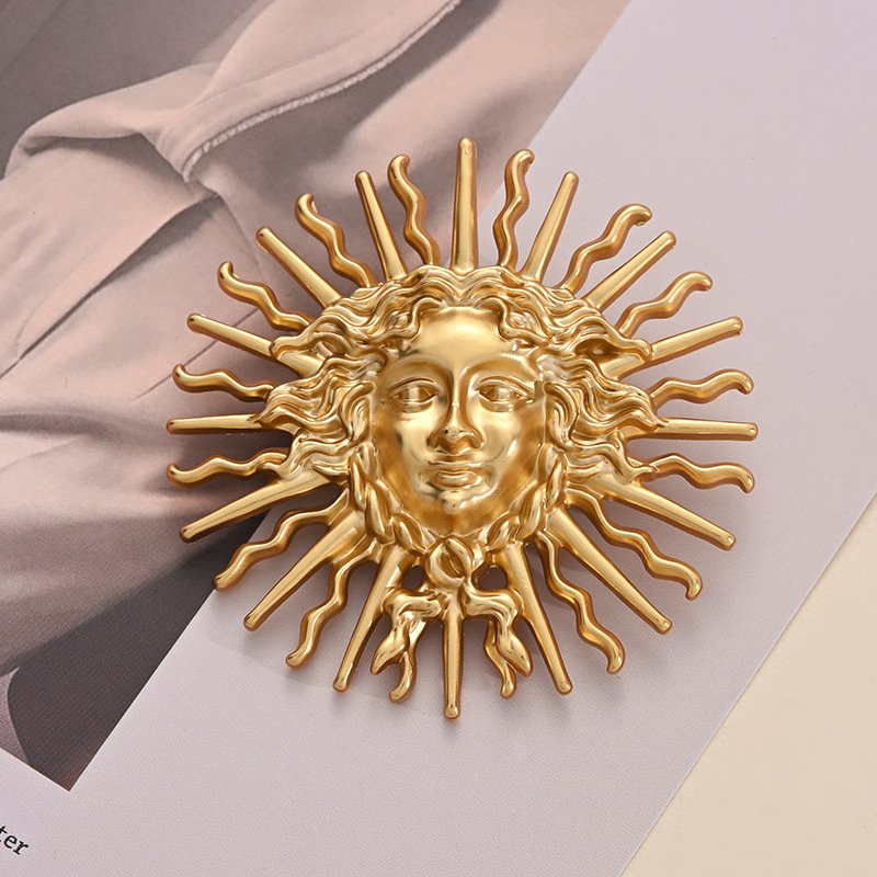 high end european and american medieval palace style, sun goddess embossed blazer, coat, trench coat, versatile metal brooch high end european and american medieval palace style, sun goddess embossed blazer, coat, trench coat, versatile metal brooch