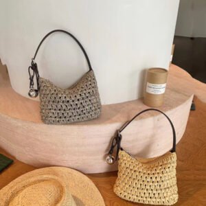 lafitia woven bag, cowhide crossbody small bag, women's vacation style, ultra fire straw woven bag, handheld small square bag, beach bag