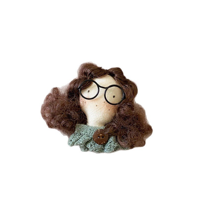 cartoon fabric brooch, plush cute, forest style, niche literary freckled curly hair girls' bag pendant, pin accessory cartoon fabric brooch, plush cute, forest style, niche literary freckled curly hair girls' bag pendant, pin accessory