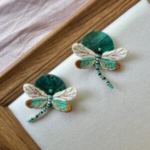 new chinese spring and summer fresh green retro dragonfly earrings women's personality vacation style temperament earrings romantic earrings