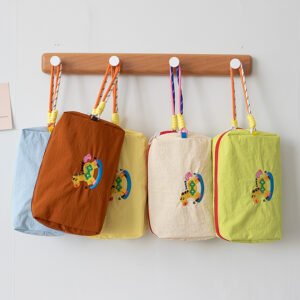 korean ins style nylon waterproof cosmetic bag storage bag cute year of the horse embroidered mini light mobile phone bag