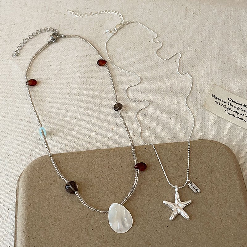 summer vacation wind, starfish shell necklace, women's niche, simple and versatile, fashionable and trendy, temperament, neck chain, clavicle chain summer vacation wind, starfish shell necklace, women's niche, simple and versatile, fashionable and trendy, temperament, neck chain, clavicle chain