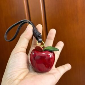 thickened cowhide hand polished apple bag pendant keychain charm bag pet backpack accessories fruit and vegetable key accessories
