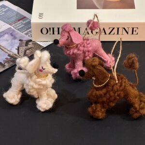 new poodle dog wool felt finished pendant, korean miu series bag hanging keychain accessories, accessories for women
