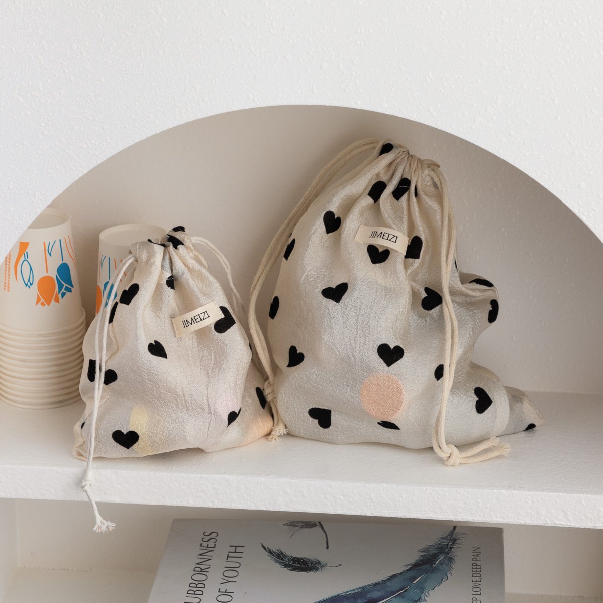 champagne heart drawstring storage bag, drawstring bag, cloth bag, small items, student miscellaneous items, portable toiletry bag, makeup bag champagne heart drawstring storage bag, drawstring bag, cloth bag, small items, student miscellaneous items, portable toiletry bag, makeup bag