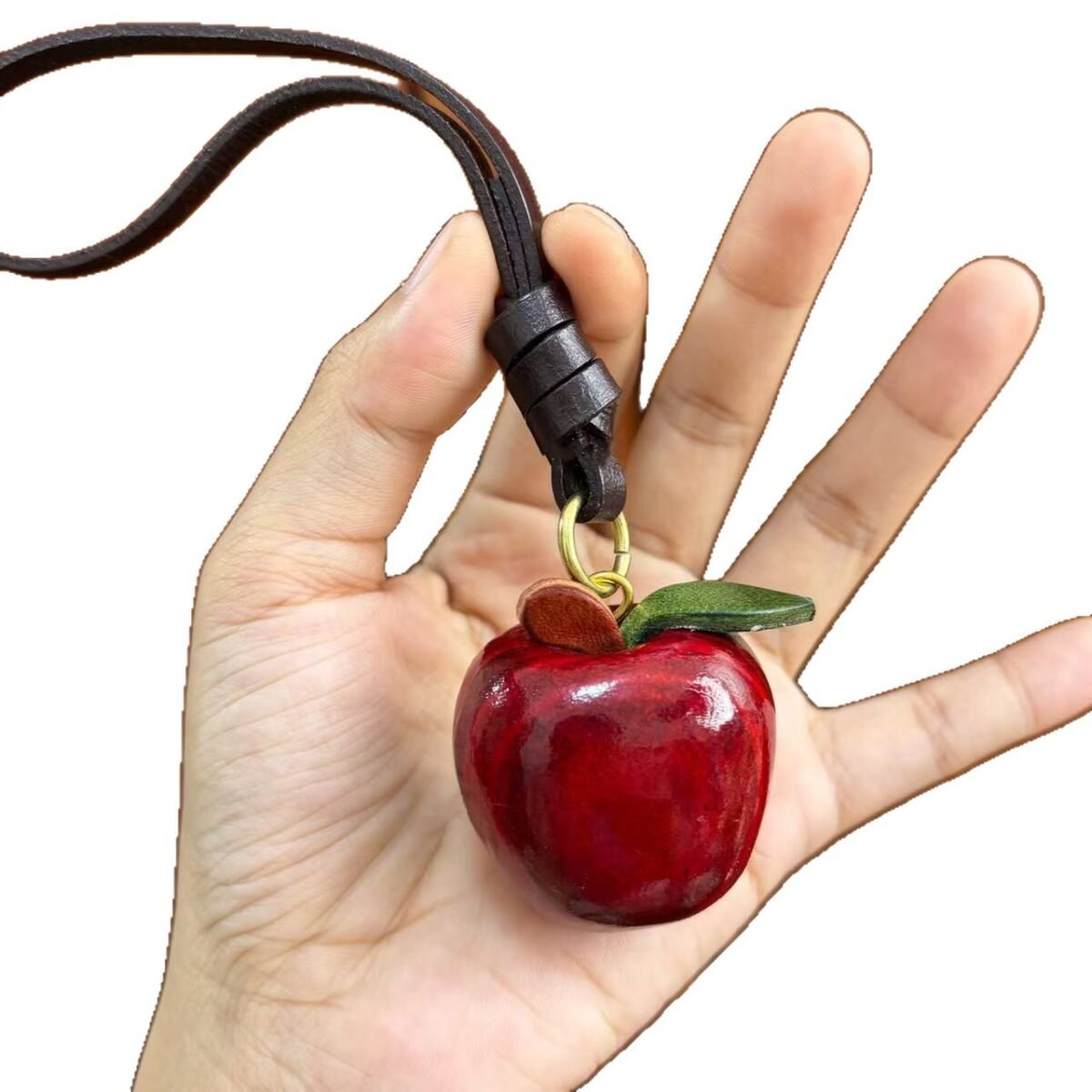 thickened cowhide hand polished apple bag pendant keychain charm bag pet backpack accessories fruit and vegetable key accessories thickened cowhide hand polished apple bag pendant keychain charm bag pet backpack accessories fruit and vegetable key accessories