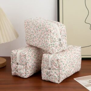 love silver slider pink floral large lipstick storage bag women's cosmetics storage bag headphone data cable