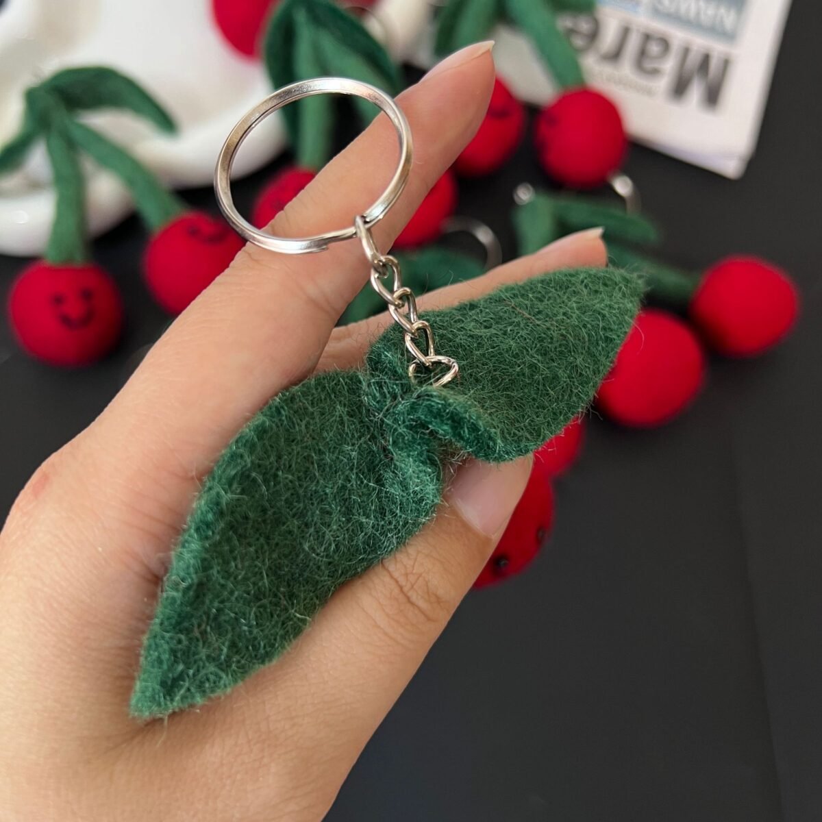 new pure handmade wool felt cherry pendant accessories, miu series bag hanging cartoon keychain gift accessory pendants new pure handmade wool felt cherry pendant accessories, miu series bag hanging cartoon keychain gift accessory pendants