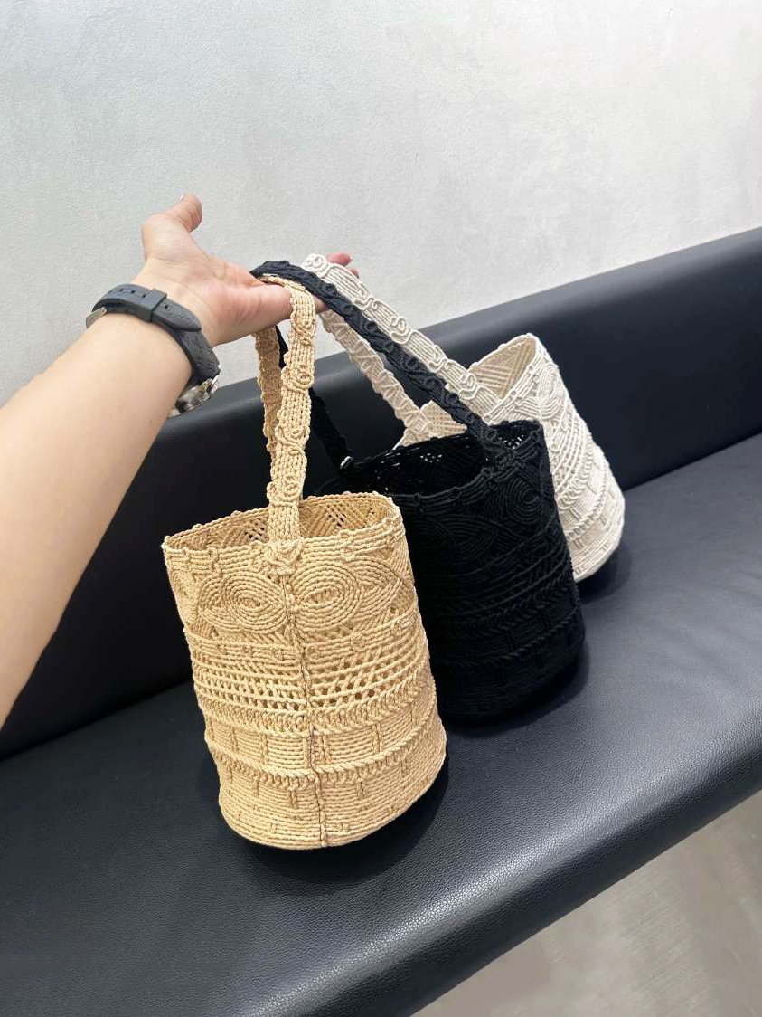 hollow woven bucket bag, hand carried small handbag, women's beachside vacation leisure beach bag, chain crossbody small tote bag hollow woven bucket bag, hand carried small handbag, women's beachside vacation leisure beach bag, chain crossbody small tote bag