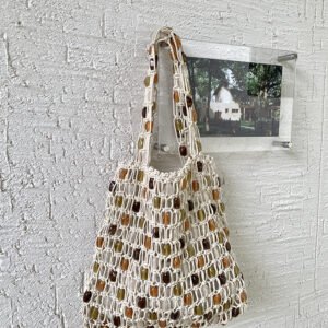 handmade woven beaded bags, color block designs, fashionable and high end shopping bags, mesh pockets, totes, beach vacation bags