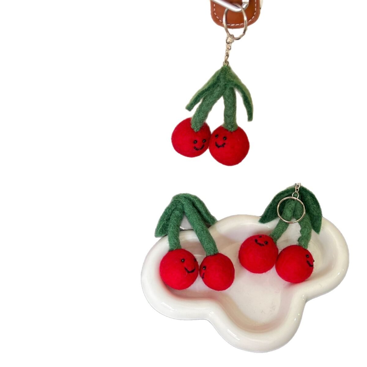 new pure handmade wool felt cherry pendant accessories, miu series bag hanging cartoon keychain gift accessory pendants new pure handmade wool felt cherry pendant accessories, miu series bag hanging cartoon keychain gift accessory pendants