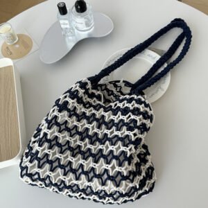 cross border large capacity hand woven bags, hollow shoulder bags, niche casual vacation shoulder bags, and versatile beach bags