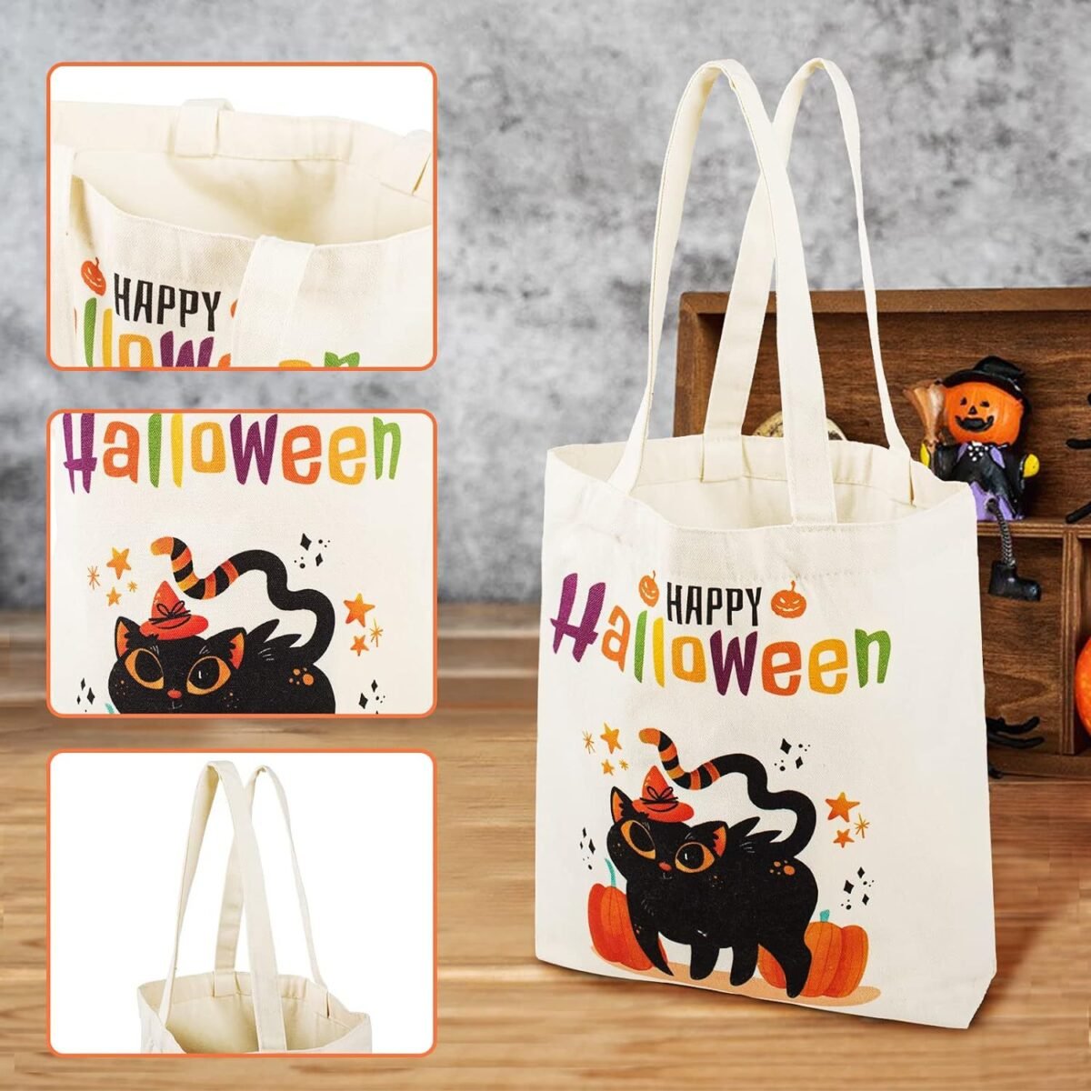 halloween handbag reusable, trick or treat, pumpkin party gift bag, office worker canvas bag halloween handbag reusable, trick or treat, pumpkin party gift bag, office worker canvas bag