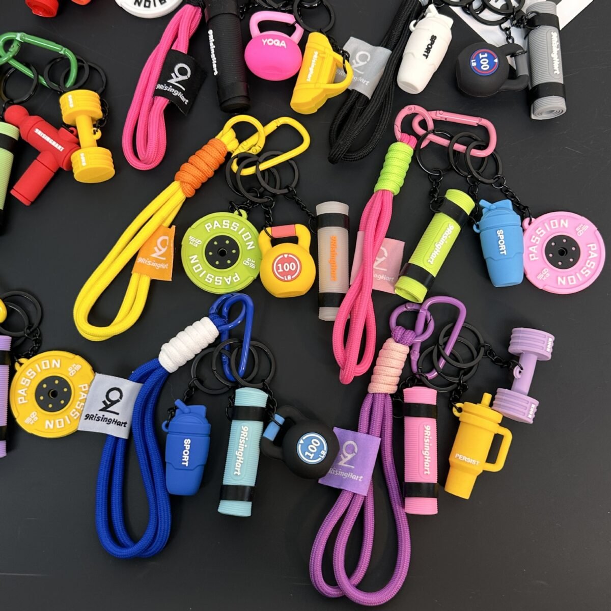 new mini fitness equipment combo series pendant bags, pendants, sports accessories, creative high value keychains new mini fitness equipment combo series pendant bags, pendants, sports accessories, creative high value keychains