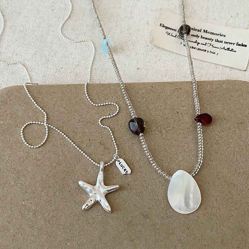 summer vacation wind, starfish shell necklace, women's niche, simple and versatile, fashionable and trendy, temperament, neck chain, clavicle chain summer vacation wind, starfish shell necklace, women's niche, simple and versatile, fashionable and trendy, temperament, neck chain, clavicle chain