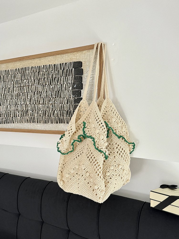 niche design, large capacity women's bag, antique style cut out bag, seaside holiday bag, women's cut out shoulder woven bag niche design, large capacity women's bag, antique style cut out bag, seaside holiday bag, women's cut out shoulder woven bag