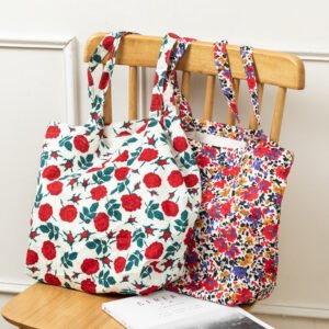 2023 in style floral fabric bag large capacity rose canvas bag beach bag shopping bag single shoulder bag women's bag