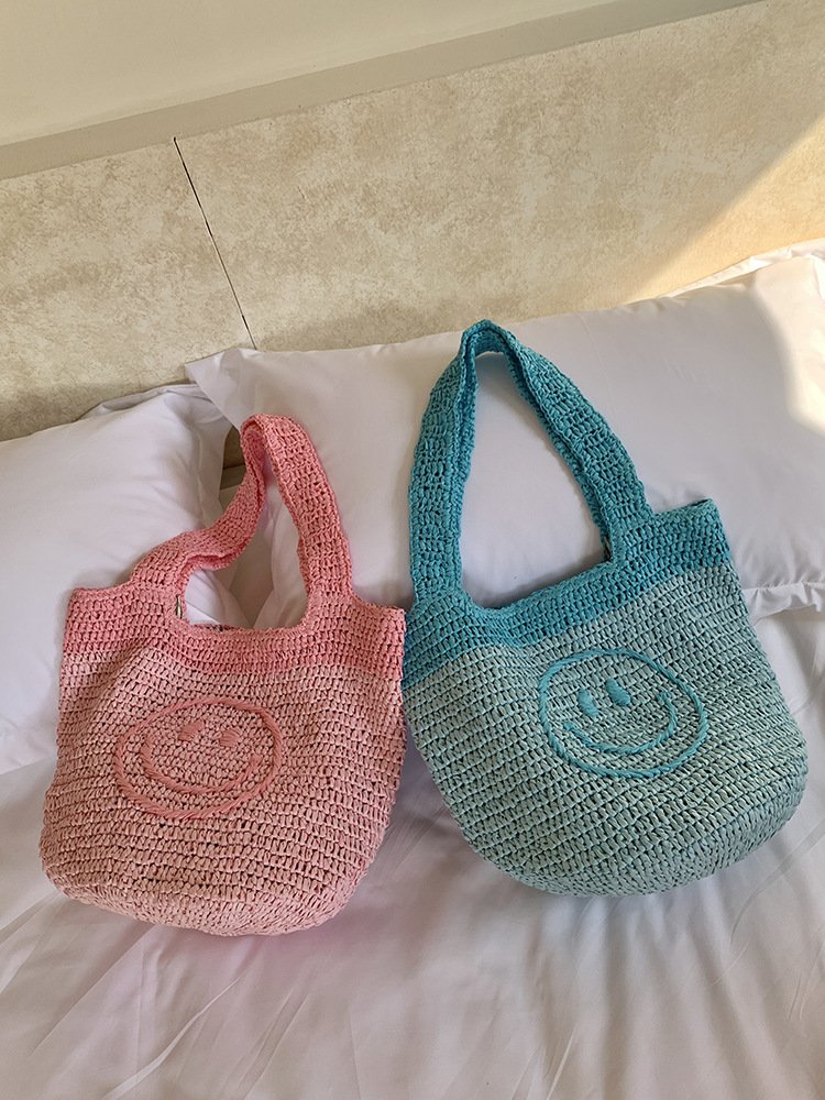 amazon cross border hand crocheted bohemian style bag, european and american hand crocheted, cute smiley face knitted mini handbag amazon cross border hand crocheted bohemian style bag, european and american hand crocheted, cute smiley face knitted mini handbag