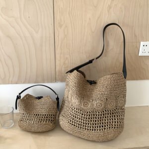 cross border sourcing pp grass large capacity beach bags, hollow handmade woven bags, niche underarm straw woven shoulder crossbody bags