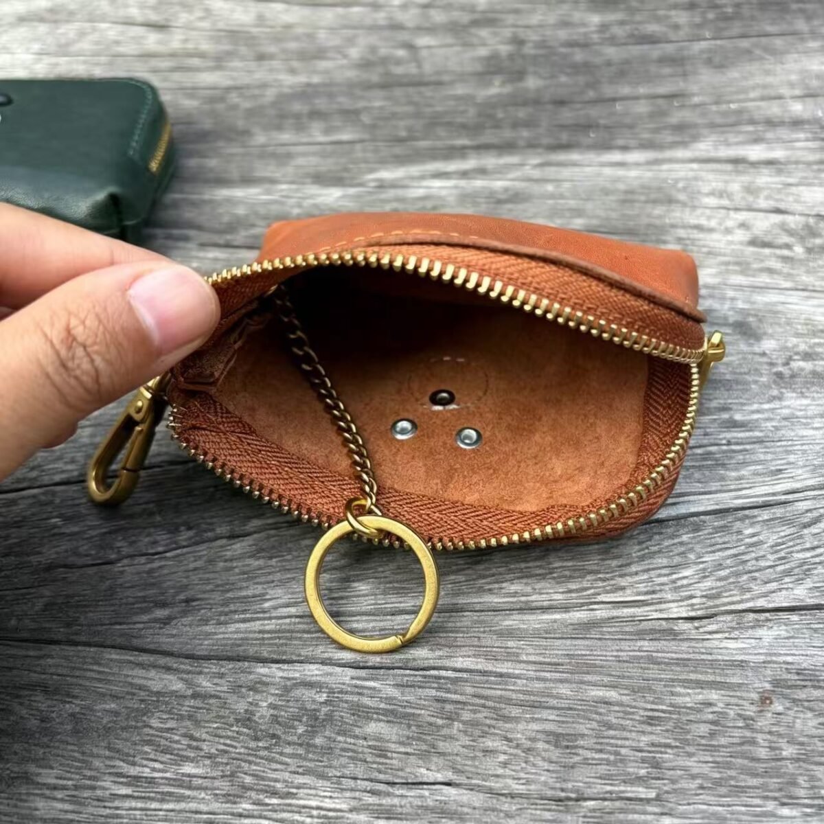 top grade cowhide brown bear zipper key pouch, portable small bag, card pouch, coin organizer, id document bag top grade cowhide brown bear zipper key pouch, portable small bag, card pouch, coin organizer, id document bag