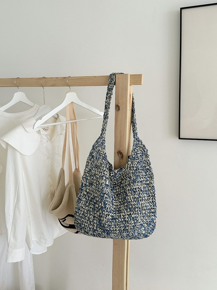 new straw bag, crossbody, seaside woven shoulder bag, handmade bag, woven bag, large capacity beach cabbage basket new straw bag, crossbody, seaside woven shoulder bag, handmade bag, woven bag, large capacity beach cabbage basket
