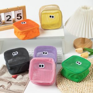cross border bean eye mesh makeup bag storage bag, student 3d large capacity toiletry bag, travel digital miscellaneous items