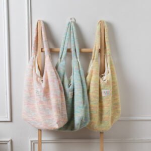 new ins style autumn and winter cute furry tote bag large capacity student school bag shoulder canvas vest bag