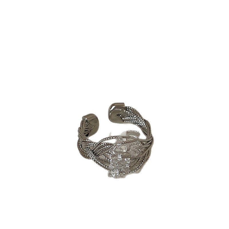 cool wind lines wrapped around crystal open rings, women's light luxury, unique personality, niche exquisite, versatile ring rings cool wind lines wrapped around crystal open rings, women's light luxury, unique personality, niche exquisite, versatile ring rings