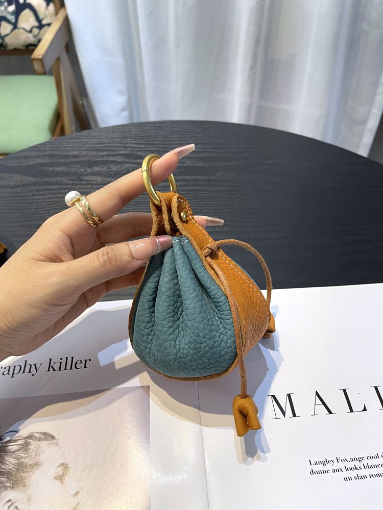 genuine leather coin key bag, top layer cowhide lipstick, earphone storage bag, new drawstring mini bag, small charm bag for women genuine leather coin key bag, top layer cowhide lipstick, earphone storage bag, new drawstring mini bag, small charm bag for women