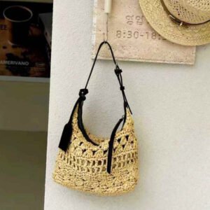 lafite hollow woven bag hobo underarm bag for women french vacation style lunch box bag straw crossbody small tote bag