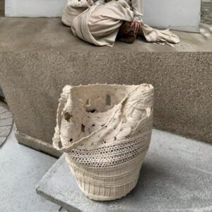handwoven hollow tote bag with wax rope, single shoulder large bag, women's large capacity relaxed vacation beach bucket bag