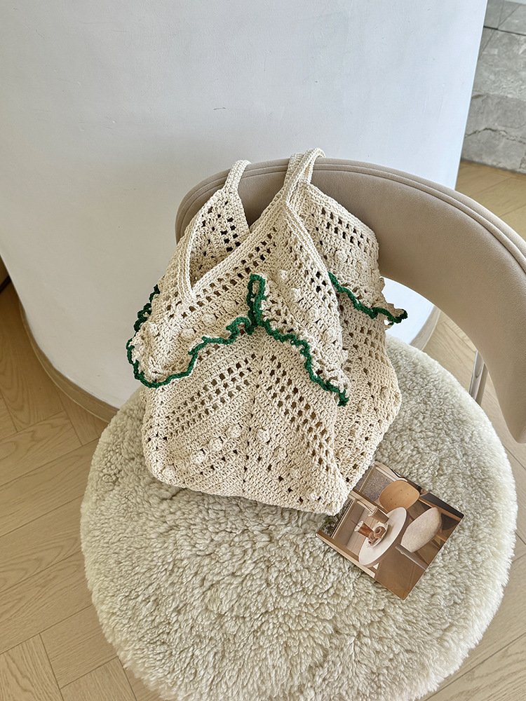 niche design, large capacity women's bag, antique style cut out bag, seaside holiday bag, women's cut out shoulder woven bag niche design, large capacity women's bag, antique style cut out bag, seaside holiday bag, women's cut out shoulder woven bag