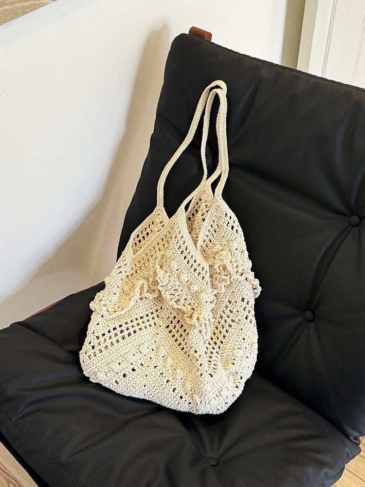 niche design, large capacity women's bag, antique style cut out bag, seaside holiday bag, women's cut out shoulder woven bag niche design, large capacity women's bag, antique style cut out bag, seaside holiday bag, women's cut out shoulder woven bag