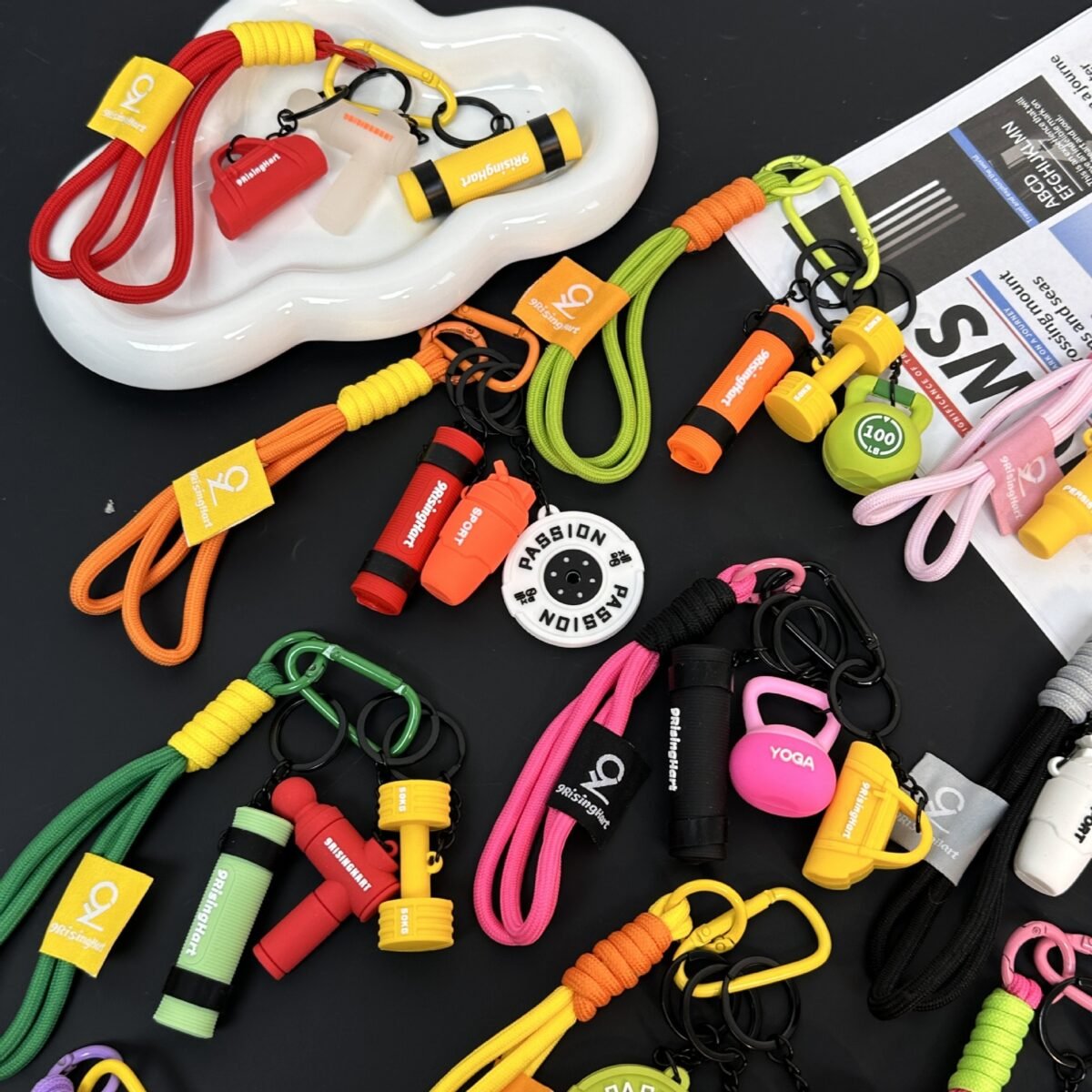 new mini fitness equipment combo series pendant bags, pendants, sports accessories, creative high value keychains new mini fitness equipment combo series pendant bags, pendants, sports accessories, creative high value keychains