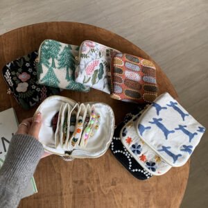 cross border amazon embroidery cotton and linen jewelry storage bag ring necklace pendant storage bag jewelry bag
