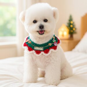 pet supplies bib, handmade crocheted neck bib, christmas and holiday pet cat and dog bib bib, triangle band