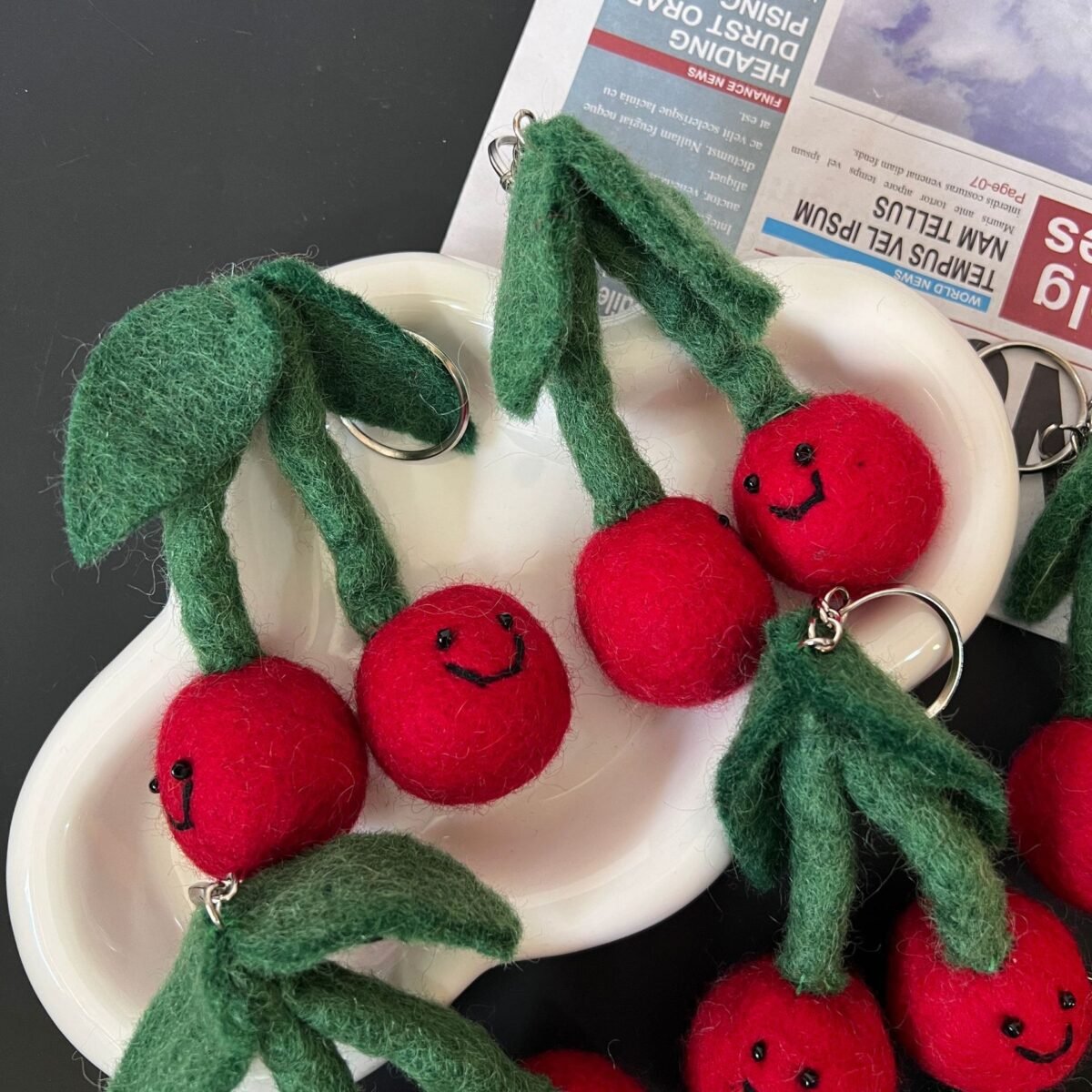 new pure handmade wool felt cherry pendant accessories, miu series bag hanging cartoon keychain gift accessory pendants new pure handmade wool felt cherry pendant accessories, miu series bag hanging cartoon keychain gift accessory pendants