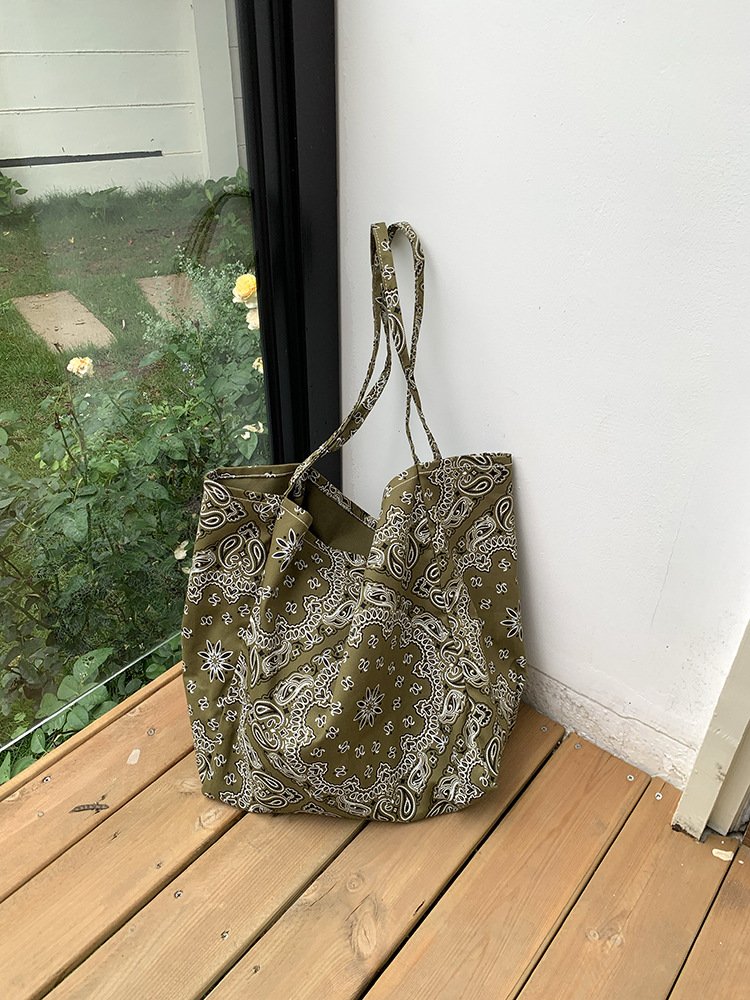 cross border cashew flower shoulder bag, vintage bag, casual bag, fashionable student canvas bag, crossbody tote bag cross border cashew flower shoulder bag, vintage bag, casual bag, fashionable student canvas bag, crossbody tote bag