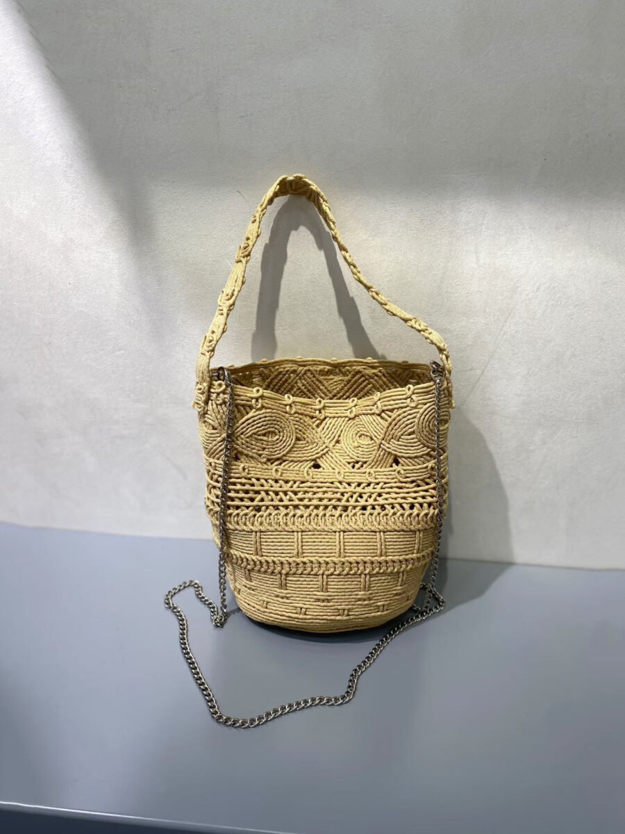 hollow woven bucket bag, hand carried small handbag, women's beachside vacation leisure beach bag, chain crossbody small tote bag hollow woven bucket bag, hand carried small handbag, women's beachside vacation leisure beach bag, chain crossbody small tote bag