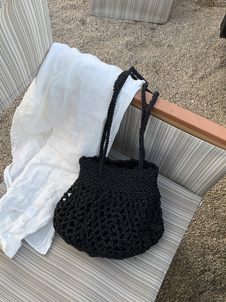 cross border new handmade woven bag, korean style trendy hollowed out design woven bag, single shoulder underarm bucket bag cross border new handmade woven bag, korean style trendy hollowed out design woven bag, single shoulder underarm bucket bag