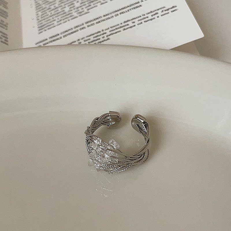 cool wind lines wrapped around crystal open rings, women's light luxury, unique personality, niche exquisite, versatile ring rings cool wind lines wrapped around crystal open rings, women's light luxury, unique personality, niche exquisite, versatile ring rings